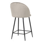 Medium height bar stool Perch velvet in gray with black metal legs 50x43x99cm - Слика 2