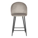 Medium height bar stool Perch velvet in gray with black metal legs 50x43x99cm - Слика 4