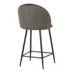 Medium height bar stool Perch velvet in anthracite with black metal legs 50x43x99cm - Image 2