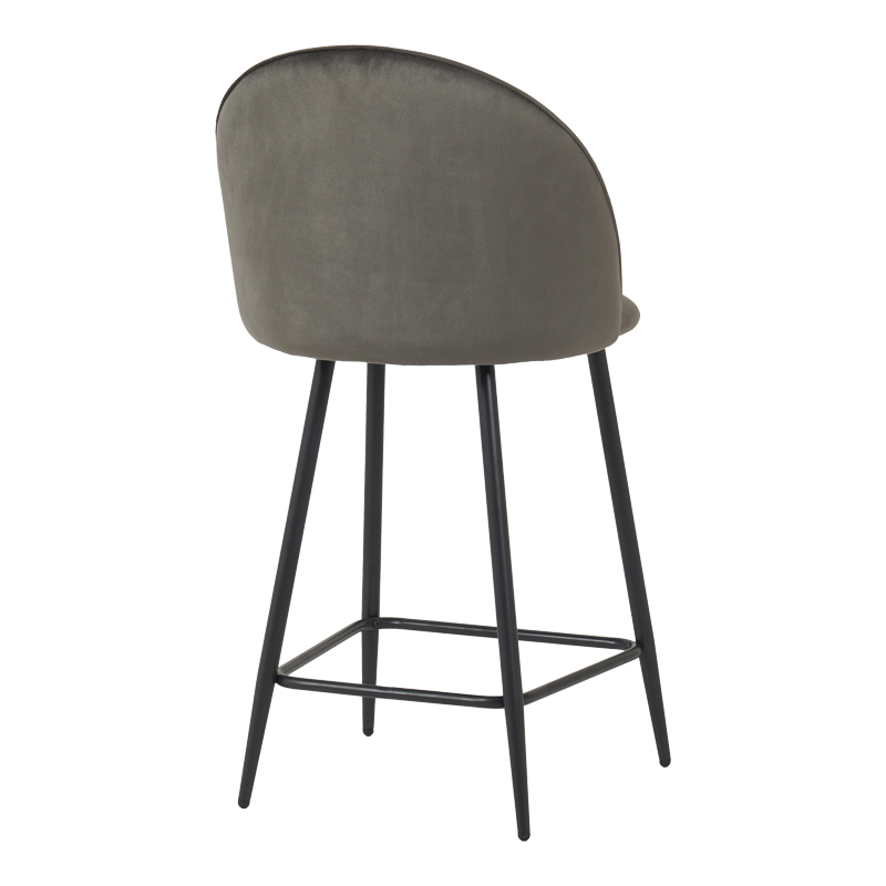 128-000071-1 Medium height bar stool Perch velvet in anthracite with black metal legs 50x43x99cm - Image 2