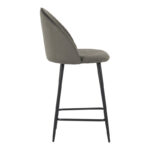 Medium height bar stool Perch velvet in anthracite with black metal legs 50x43x99cm - Image 3