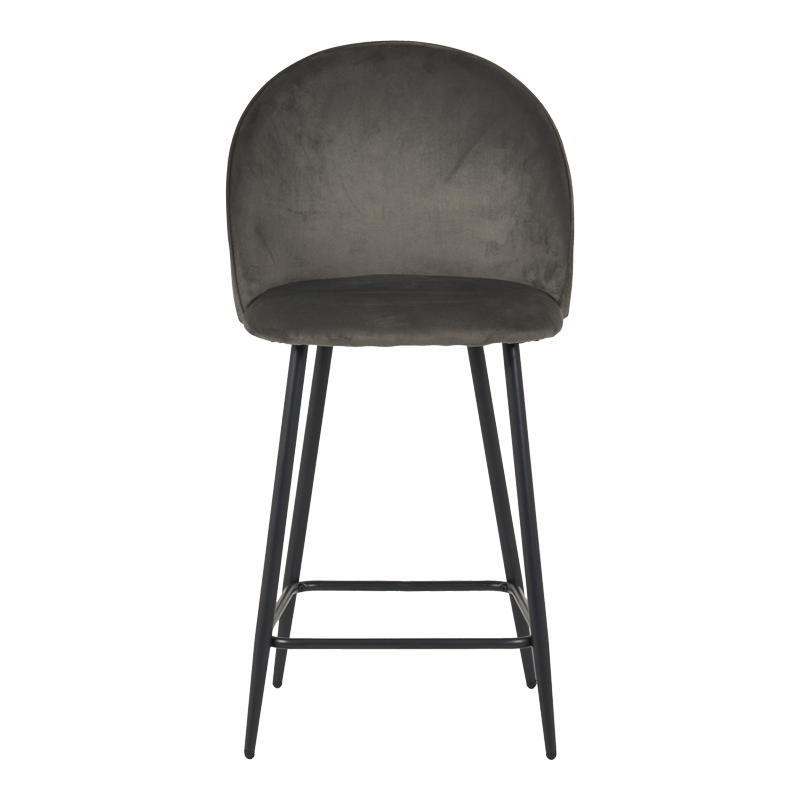 128-000071-3 Medium height bar stool Perch velvet in anthracite with black metal legs 50x43x99cm - Image 4