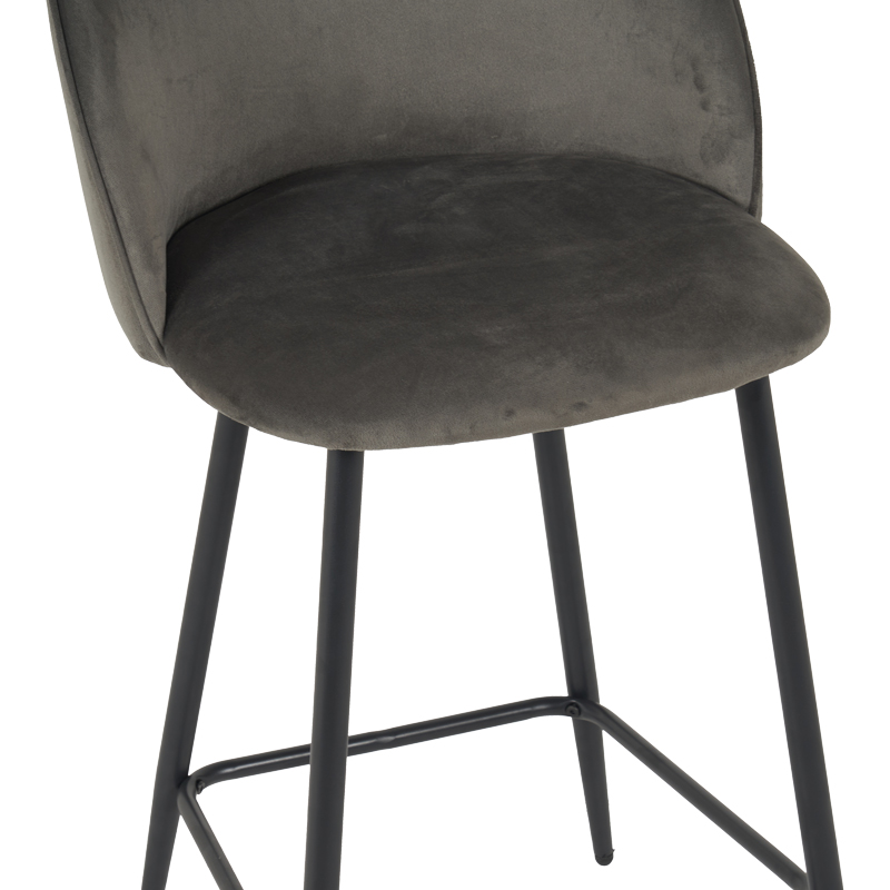 128-000071-4 Medium height bar stool Perch velvet in anthracite with black metal legs 50x43x99cm - Image 5