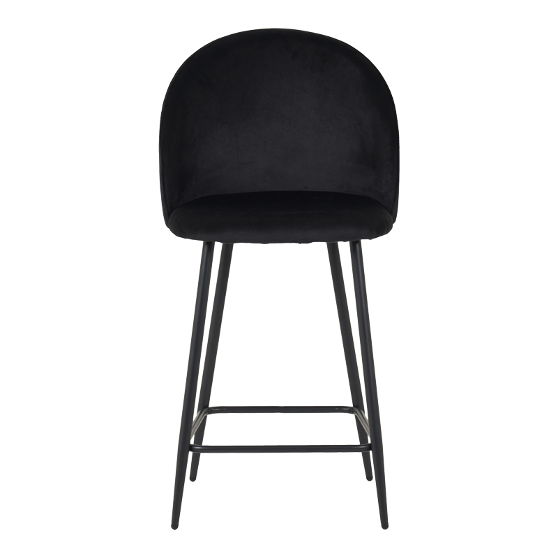 128-000072-3 Medium height bar stool Perch velvet in black with black metal legs 50x43x99cm - Image 4