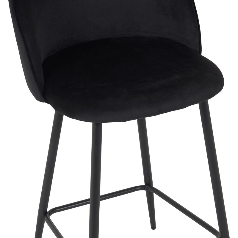 128-000072-4 Medium height bar stool Perch velvet in black with black metal legs 50x43x99cm - Image 5