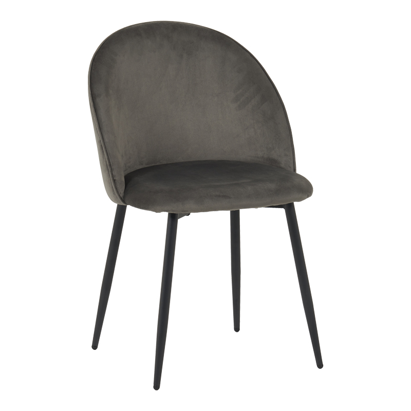 128-000073 Chair Perch velvet in anthracite with black metal legs 50x43x82cm - Image 1
