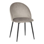 Chair Perch velvet in grey with black metal legs 50x43x82cm