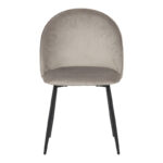 Chair Perch velvet in grey with black metal legs 50x43x82cm - Image 4