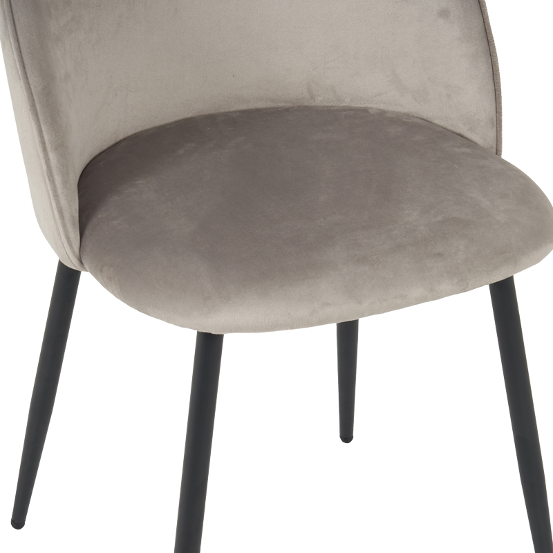 128-000074-5 Chair Perch velvet in grey with black metal legs 50x43x82cm - Image 6