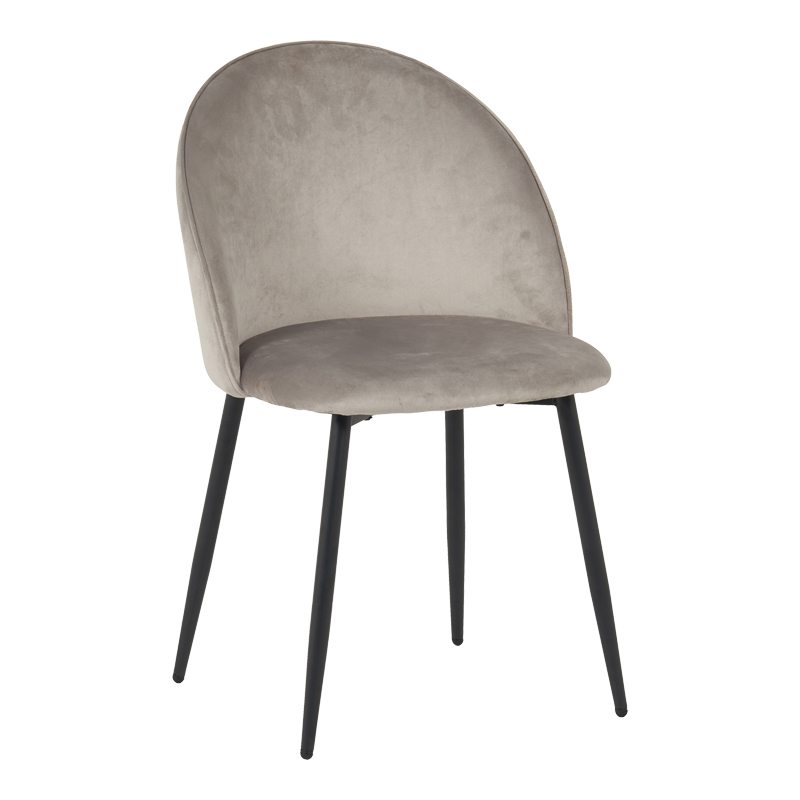 128-000074 Chair Perch velvet in grey with black metal legs 50x43x82cm - Image 1