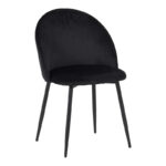 Chair Perch velvet in black with black metal legs 50x43x82cm