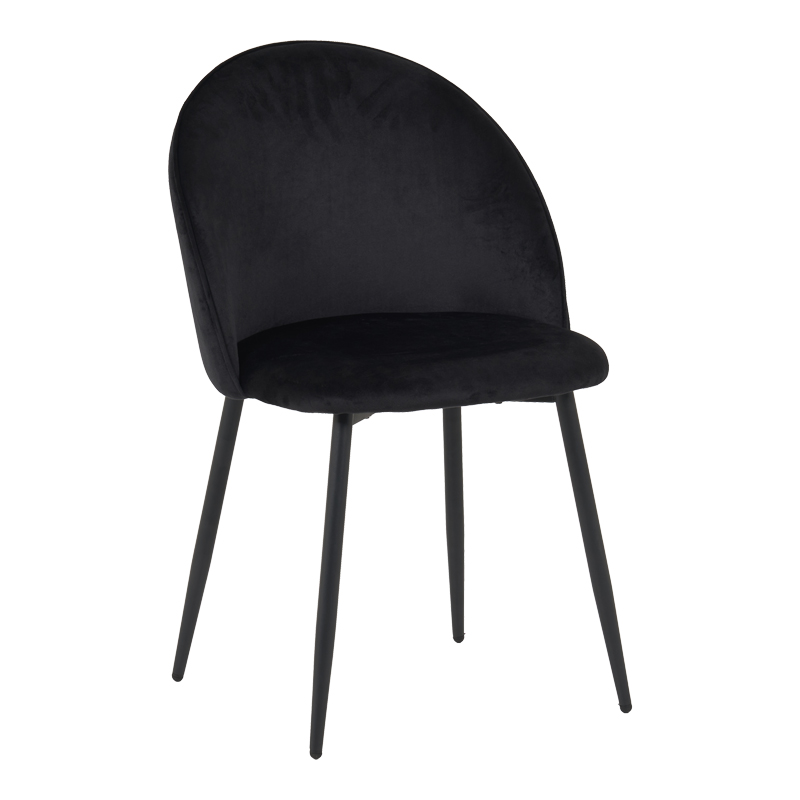 128-000075 Chair Perch velvet in black with black metal legs 50x43x82cm - Image 1