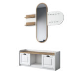 Entrance unit with mirror Arthur-Baunty white-walnut125x40x122cm - Слика 2