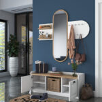 Entrance unit with mirror Arthur-Baunty white-walnut125x40x122cm - Слика 3