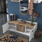 Entrance unit with mirror Arthur-Baunty white-walnut125x40x122cm - Слика 5