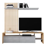 Living room Neo set in oak-grey color 190x40x200cm - Image 2