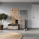 Entrance unit Ebro set in oak-cappuccino color 150.3x41.2x204.7cm