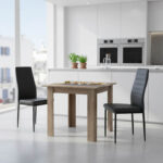 Dining table set of 3 pieces Manka-Parker madf in black-sonoma truffle color 80x80x77cm