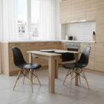 Dining table Manka I-Julita set of 3 pieces in sonoma-black shade 80x80x77cm