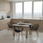 Dining table set of 5 pieces Manka-Ezra in sonoma-black color 110x80x77cm