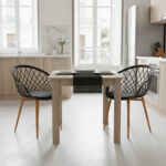 Dining table set of 5 pieces Manka-Ezra in sonoma-black color 80x80x77cm