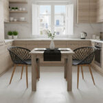 Dining table set of 3 pieces Manka-Ezra in sonoma truffle-black color 80x80x77cm