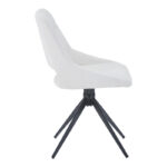 Dining table Gustas-Luciano I set of 5 pieces white marble-cream fabric 120x80x76cm - Image 3