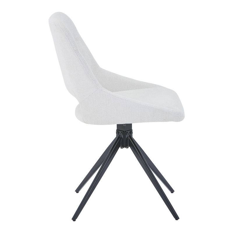 200-001305-2 Dining table Gustas-Luciano I set of 5 pieces white marble-cream fabric 120x80x76cm - Image 3