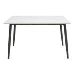 Dining table Gustas-Luciano I set of 5 pieces white marble-cream fabric 120x80x76cm - Image 6