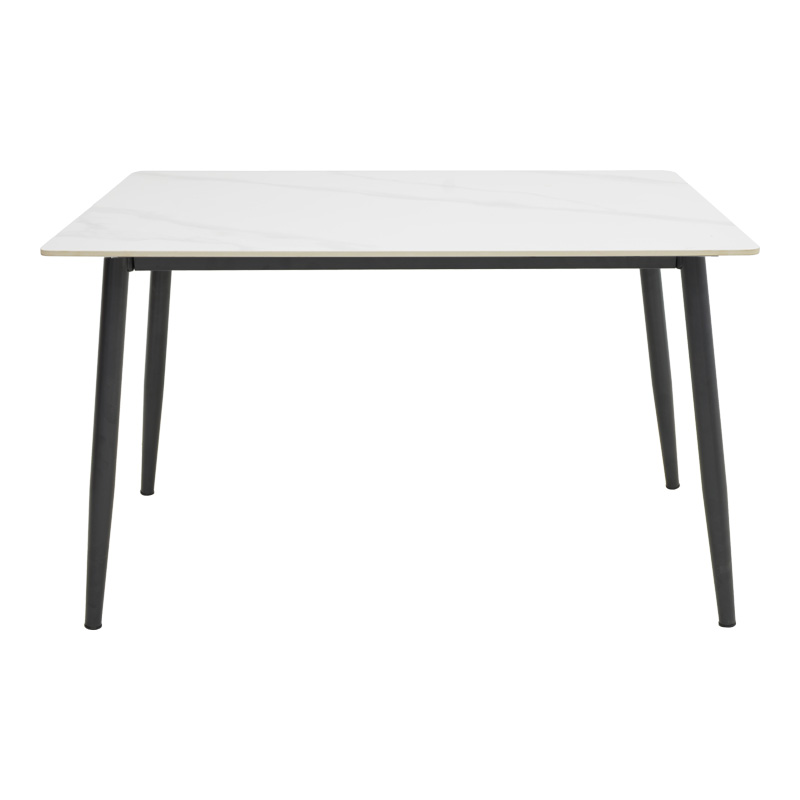 200-001305-5 Dining table Gustas-Luciano I set of 5 pieces white marble-cream fabric 120x80x76cm - Image 6