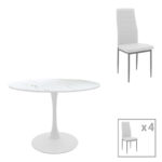 Трпезариска маса Balou-Parker сет од 5 парчиња бела D120x73 см