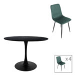 Dining table Balou-Grato set of 5 pcs black-cypress Φ120x73cm