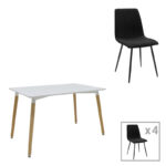 Dining table Natali-Noor set of 5 pcs MDF grey-white-natural legs 120x80x76cm