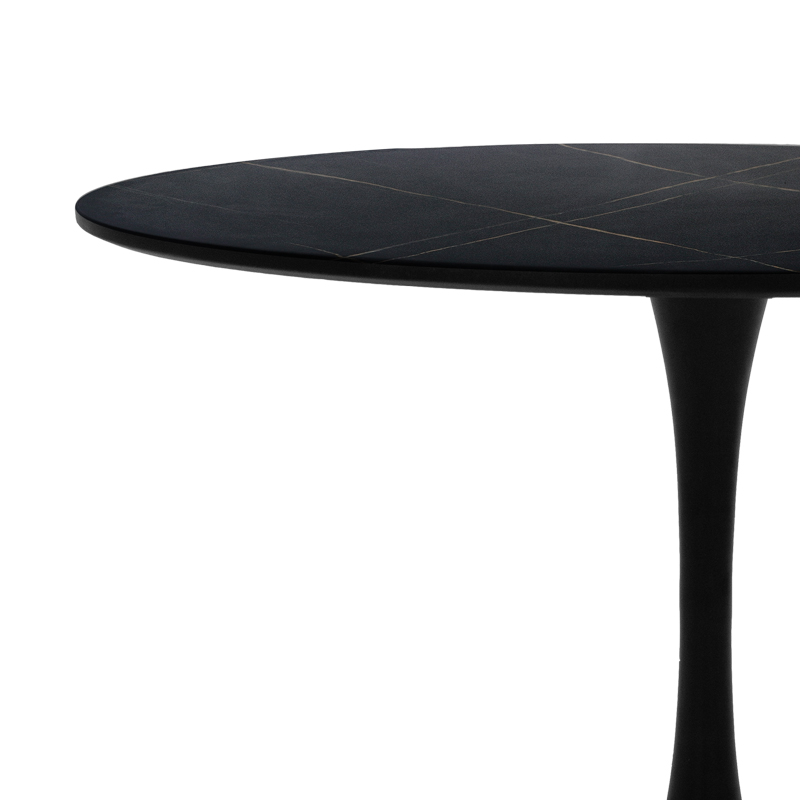 200-001425-5 Dining table Balou-Noor set of 5 MDF black-fabric black D120x73cm - Image 6