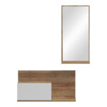 Miranda entrance furniture with mirror in white-oak shade 60x30x89.5cm - Слика 2