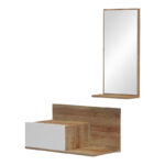 Miranda entrance furniture with mirror in white-oak shade 60x30x89.5cm - Слика 3