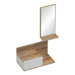Miranda entrance furniture with mirror in white-oak shade 60x30x89.5cm - Слика 4