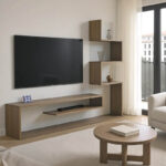 ТВ елемент Cazenda со полица за книги во сонома и бела боја 160x29x126 см