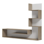 Cazenda tv unit with bookcase in sonoma and white color 160x29x126cm - Image 4