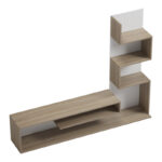 Cazenda tv unit with bookcase in sonoma and white color 160x29x126cm - Image 5