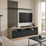 Гарнитура дневна соба Делфина во сонома и црна боја 190x40x199,5 см