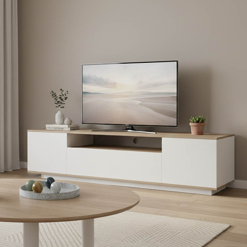 230-000112 Tv stand Winey in sonoma-white color 180x44.5x44.5cm - Image 1