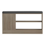 Shoe cabinet-stool Deboule for 8 shoe pairs in sonoma-black color 90x30x46cm - Image 2