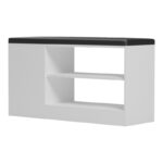 Shoe cabinet-stool Deboule for 8 shoe pairs in white-black color 90x30x46cm - Image 3