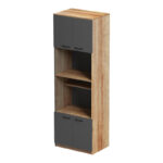 Rowan kitchen cabinet in oak-dark grey shade 60x42x182cm - Image 3