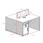 Professional 2-seater Dakota desk in walnut-anthracite shade 120x120x76cm - Слика 2