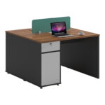 Professional 2-seater Dakota desk in walnut-anthracite shade 120x120x76cm