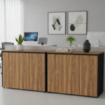Professional office low cabinets Oscar walnut-anthracite 240x40x80cm