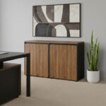 Professional office low cabinets Oscar walnut-anthracite 160x40x80cm