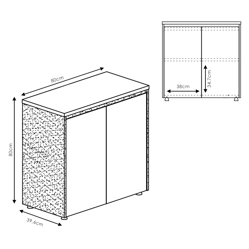 246-000039-2 Professional office low cabinets Oscar walnut-anthracite 160x40x80cm - Слика 3
